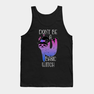 Bisexual Sloth Basic Witch Pun Halloween Bi Pride Colors Tank Top